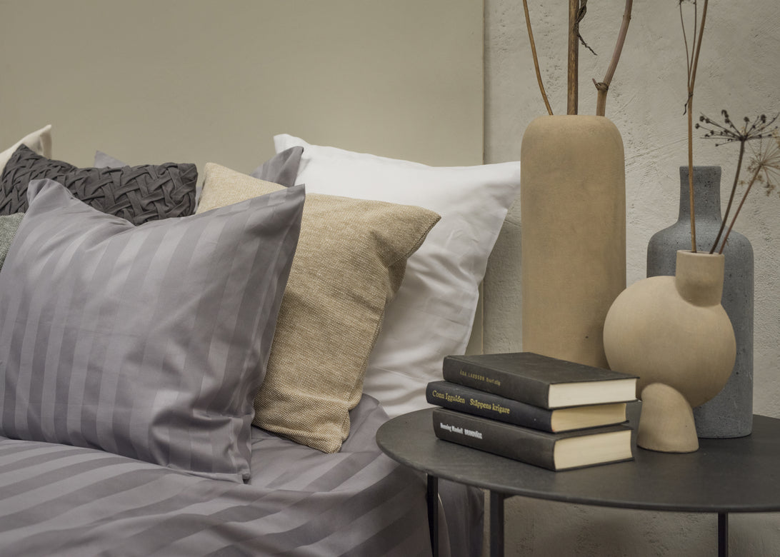 Borganäs 3-Dels Set Satin Ljusgrå Dubbel