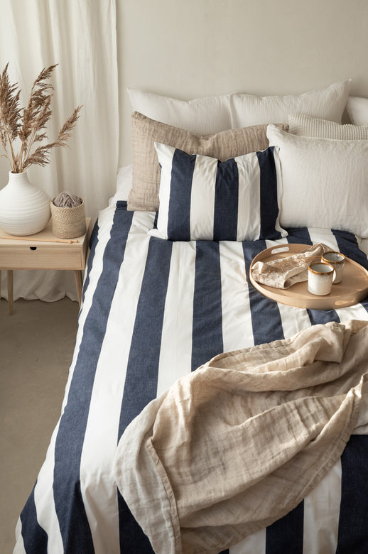 Borganäs 2-Dels Set Block Stripe Blå