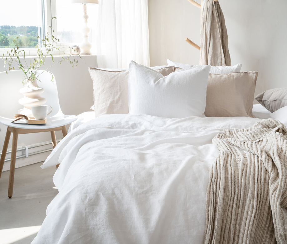 Borganäs 3-Dels Set Linne Vit Dubbel