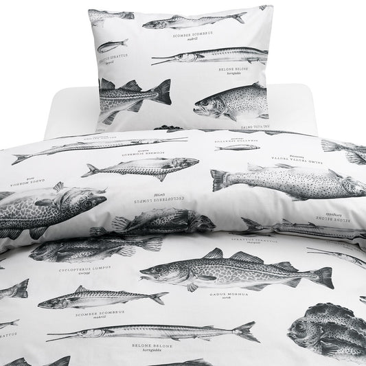 Borganäs 2-Dels Set Havsfiskar Svart/Vit