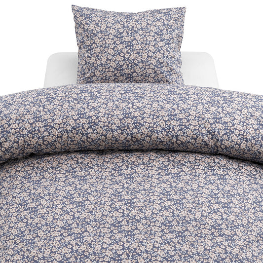 Borganäs 2-Dels Set Blomstertid Marinblå